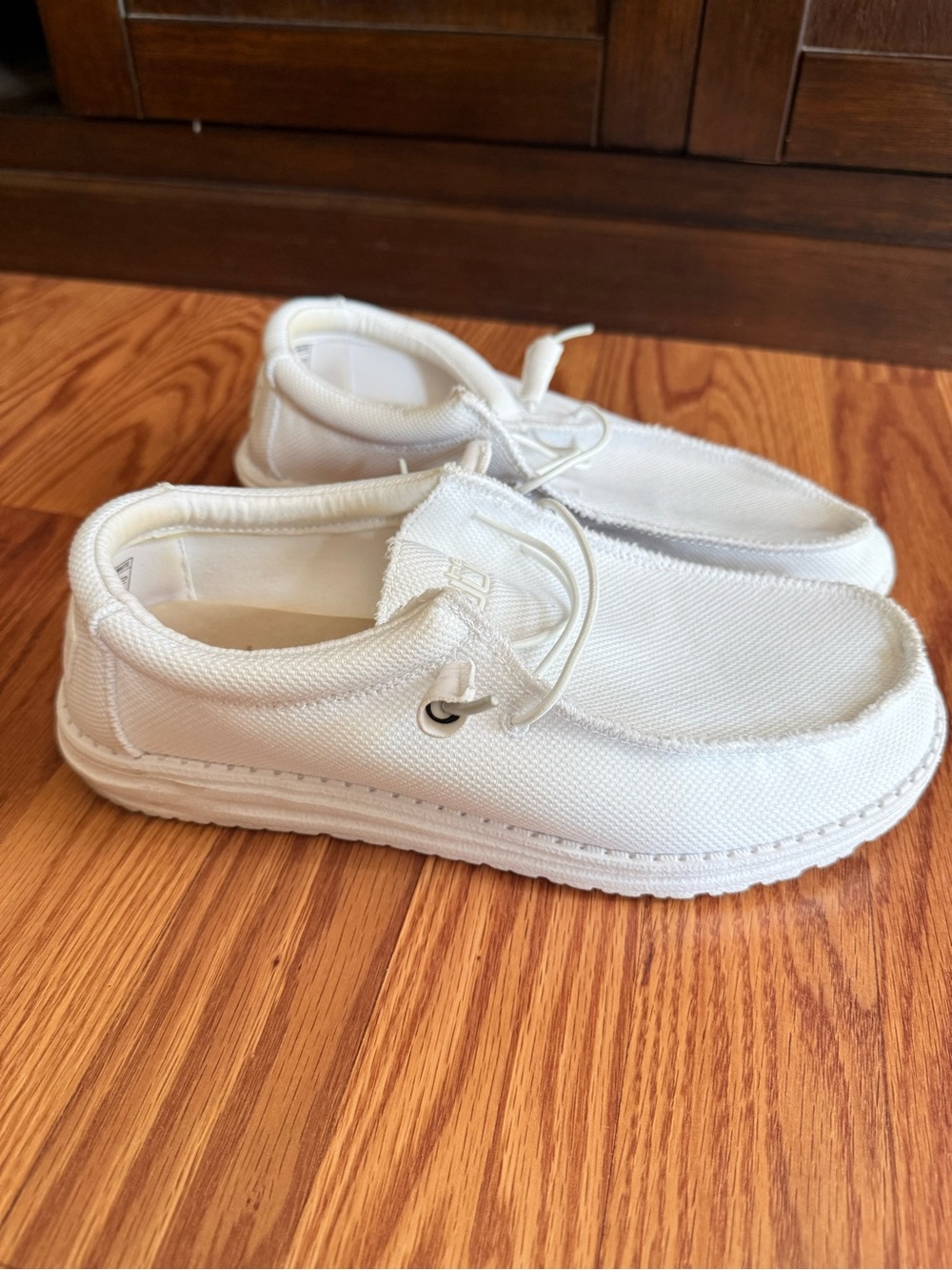 Hey Dude White Canvas Slip-On Loafers